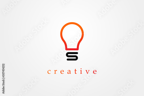 Logo Vector Letter S Bulb Electricity. Flat Logo Design Template Element