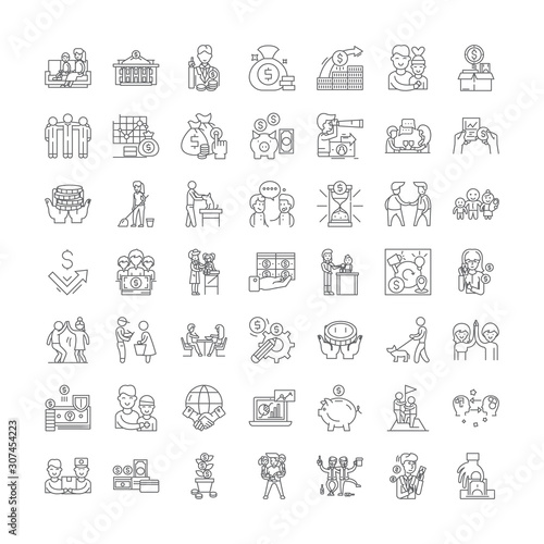 Philanthropy line icons, signs, symbols vector, linear illustration set