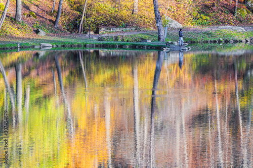 A fisherman at Lake Pontini, Italy