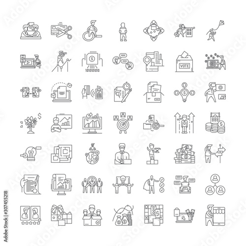 Project management line icons, signs, symbols vector, linear illustration set