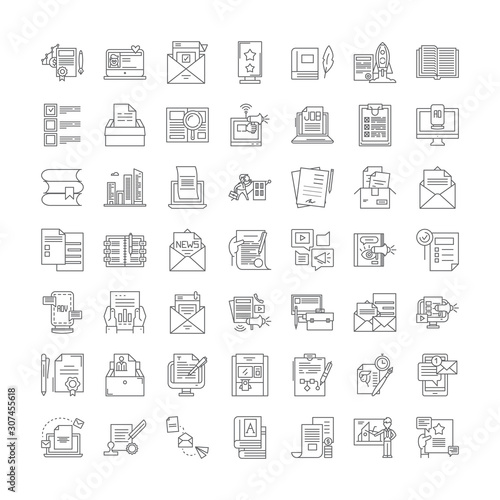 Publishing house line icons, signs, symbols vector, linear illustration set