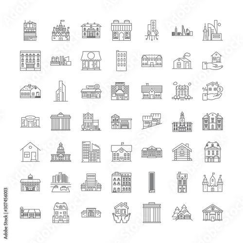 Realty line icons, signs, symbols vector, linear illustration set