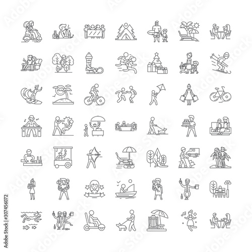 Recreation line icons, signs, symbols vector, linear illustration set