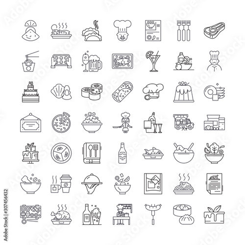 Horeca line icons, signs, symbols vector, linear illustration set