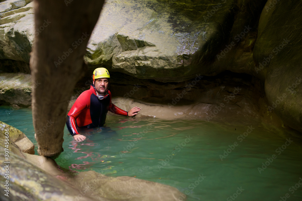 Canyoning Gloces Canyon in Pyrenees. Canyoning Gloces Canyon in Pyrenees.
