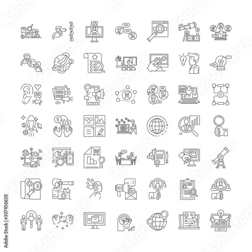 Reviews line icons, signs, symbols vector, linear illustration set