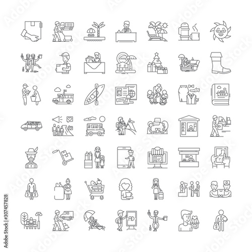 Shopper line icons, signs, symbols vector, linear illustration set