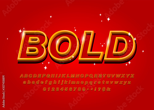 Outline Bold Alphabet on abstract red backgraund Vector font