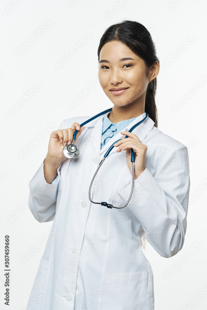 young female doctor with stethoscope young female doctor with stethoscope