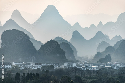 Guilin with mountanous landscape in the background