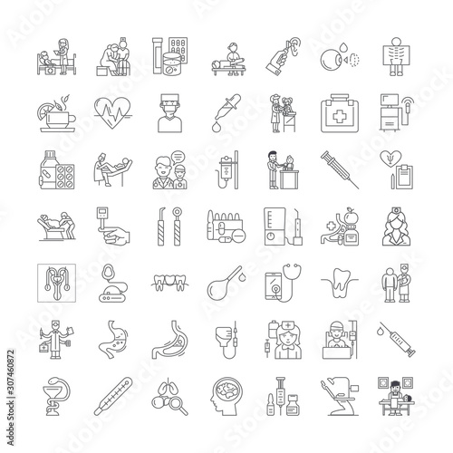 Therapy line icons, signs, symbols vector, linear illustration set