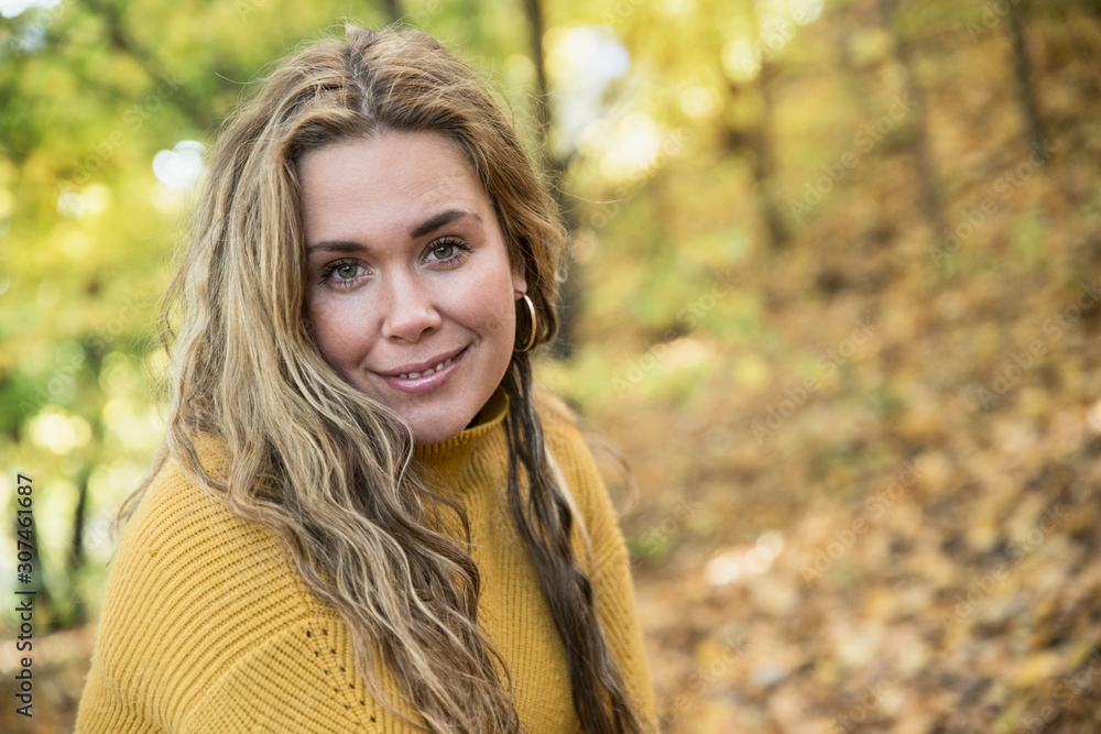 Young woman in autumn forest Young woman in autumn forest