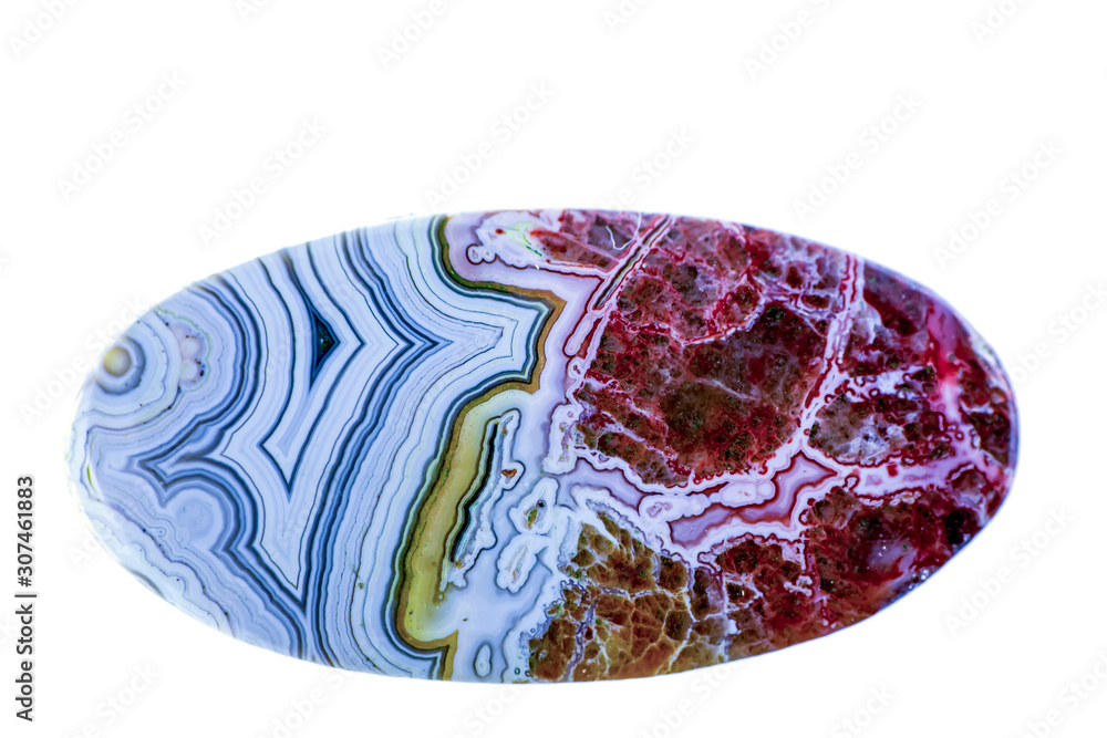 Macro of natural mineral rock on white background close up Macro of natural mineral rock on white background close up