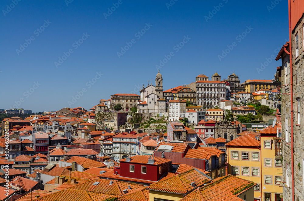 View on the roofs and steeples of Porto