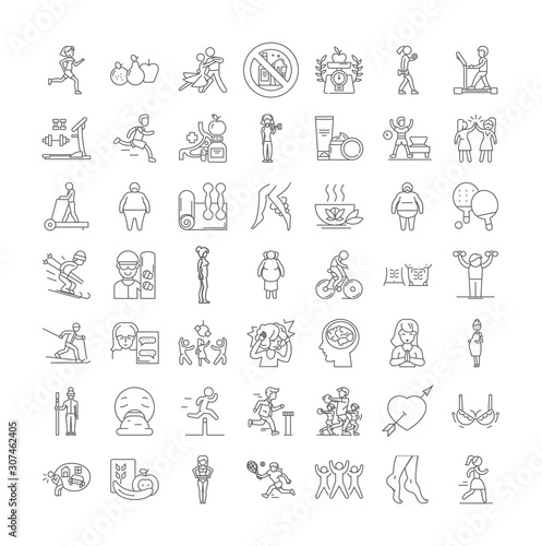 Weight loss line icons, signs, symbols vector, linear illustration set