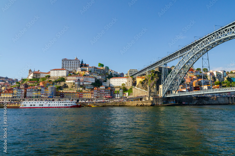 Famous view on the Ribeira district and the Dom Luis I bridge