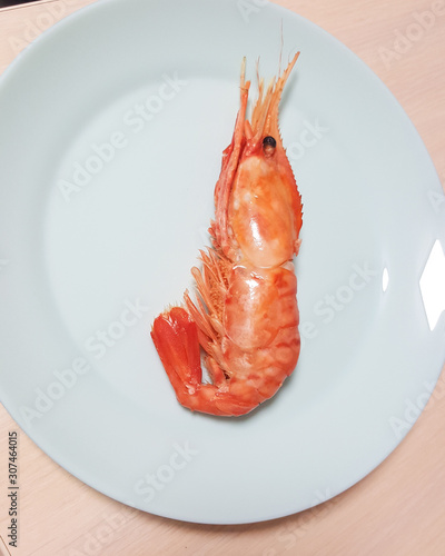 Big Bothan shrimp, boiled seafood, Healthy food big shrimp. photo