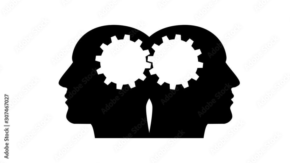 Gear head silhouette animation on a white background Gear head silhouette animation on a white background