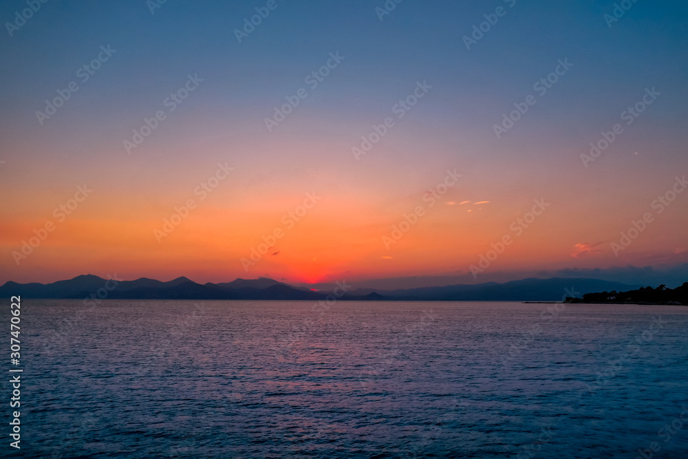Spectacular Orange Sunset over the Sea