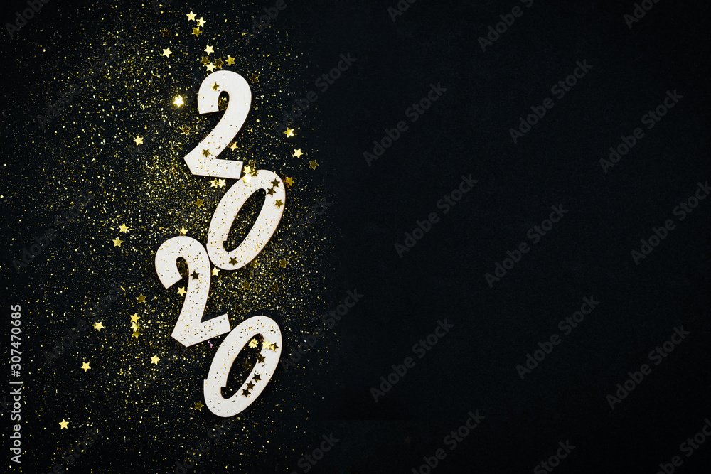New year composition on a black background.Close up with copy space New year composition on a black background.Close up with copy space