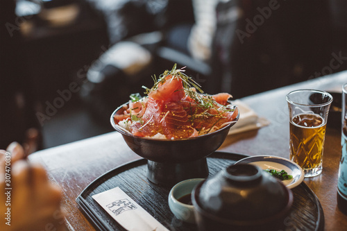 Salmon dish on table