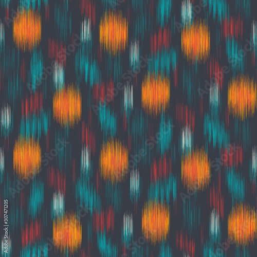 Smooth blurry fuzzy floral seamless swatch in gray, orange, and teal. Repeat graphic motif of mottled dynamic flower painting. Repetitive smooth mess print. Vector pattern.