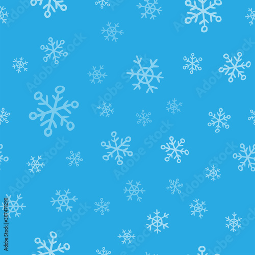 Snowflakes seamless pattern. Winter snow and christmas season background texture.