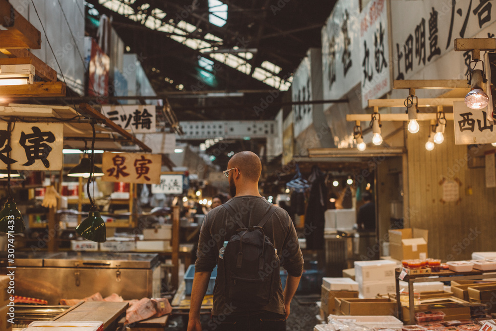 Young man at market Young man at market