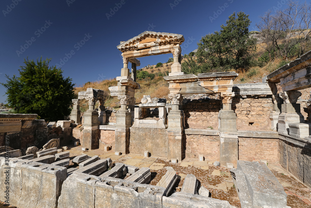 Fountain of Trajan in Ephesus Ancient City, Izmir, Turkey Fountain of Trajan in Ephesus Ancient City, Izmir, Turkey