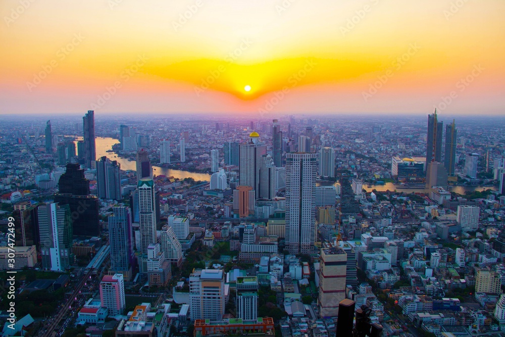 Bangkok skyline city in Thailand