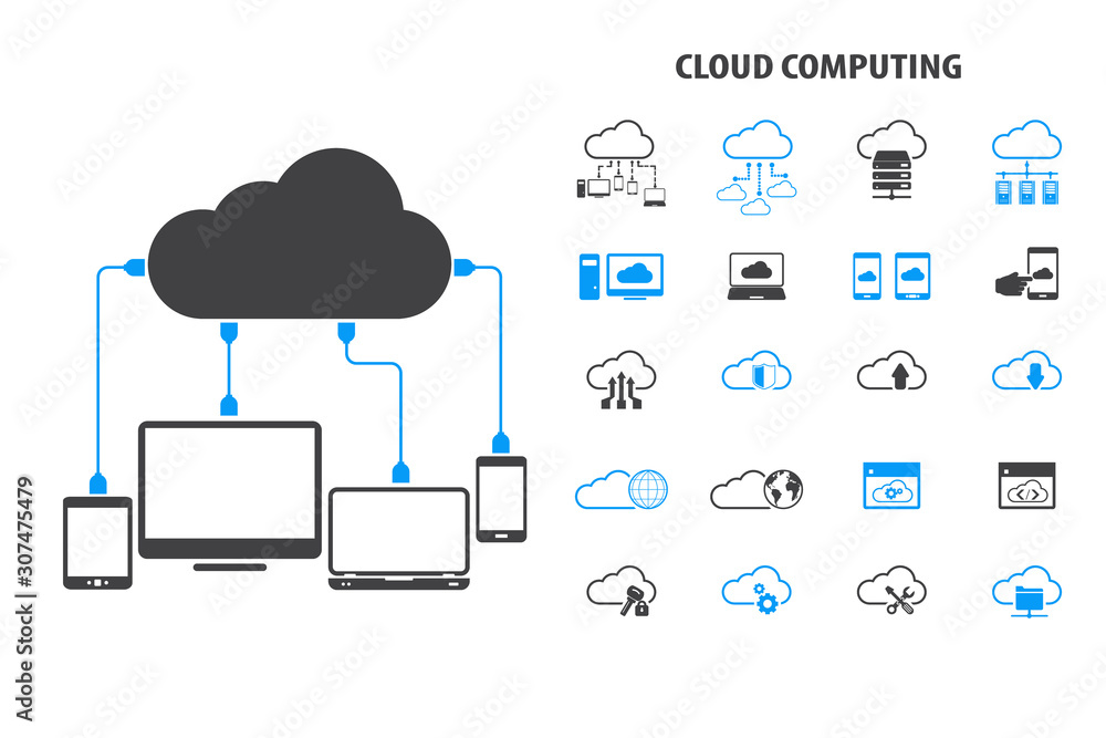Cloud computing - icon set. Cloud computing - icon set.