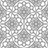 Abstract mandala fish scale seamless pattern. Ornamental tile, mosaic background. Floral patchwork infinity card. Arabic, Indian, ottoman motifs. Vector illustration.   