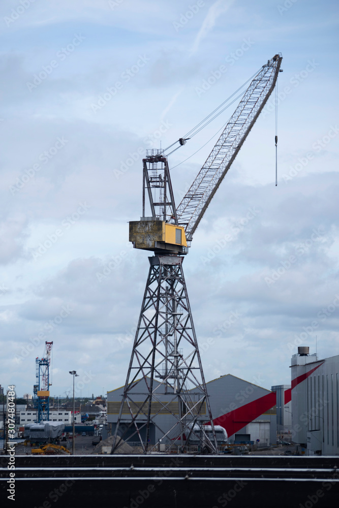 Detail of a crane cabin on a port