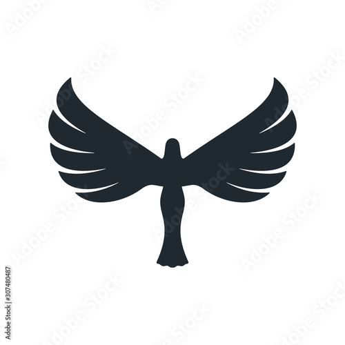 Black angel icon with majestic wings