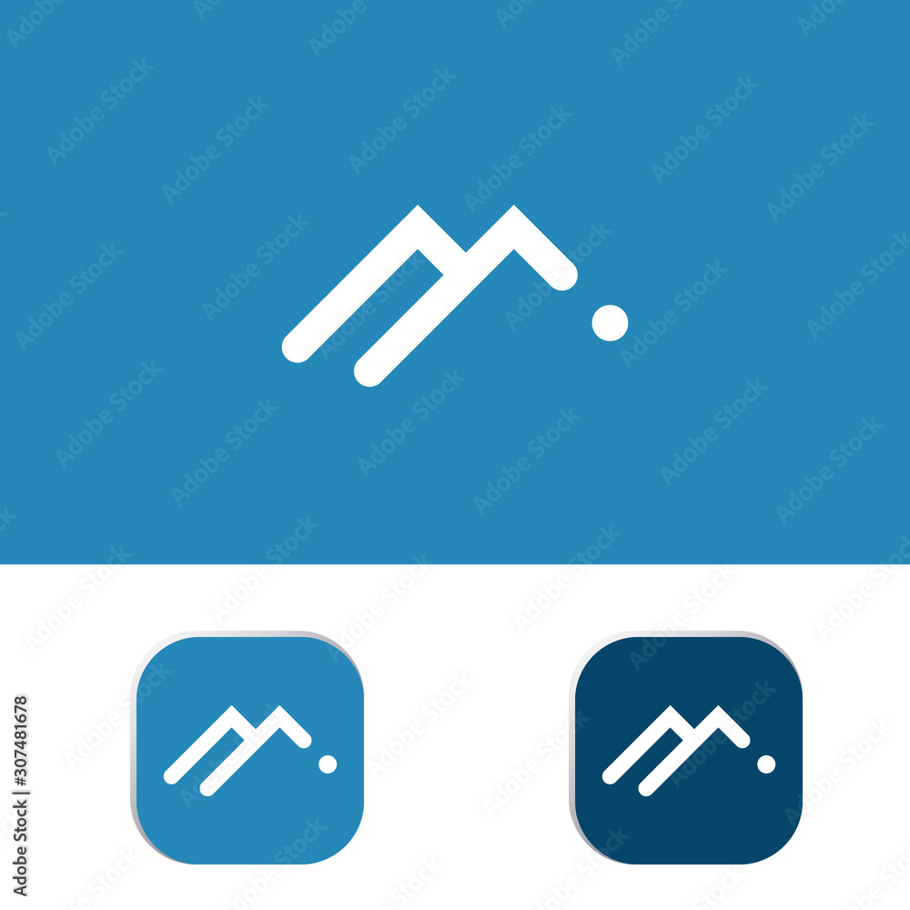Letter M App Design, Simple Monogram Letter M + Mountains. Letter M App Design, Simple Monogram Letter M + Mountains.