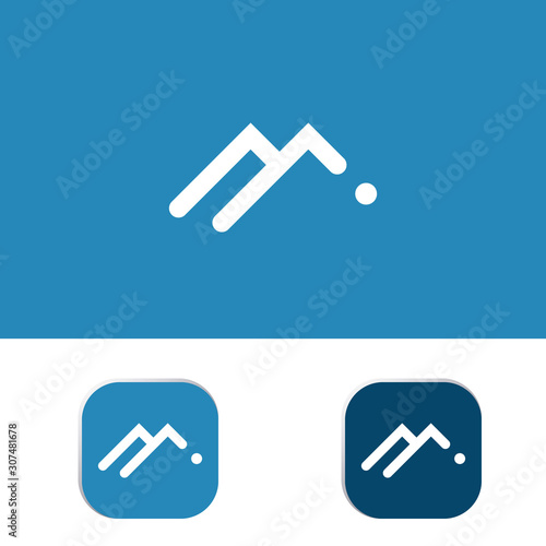 Letter M App Design, Simple Monogram Letter M + Mountains.
