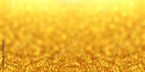 Golden Glitter Bokeh Wide Background