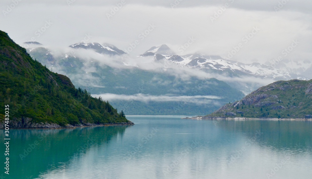 Cruising the misty beautiful waters of Glacier Bay Alaska