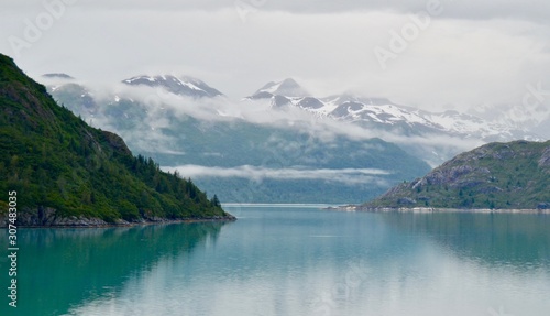 Cruising the misty beautiful waters of Glacier Bay Alaska