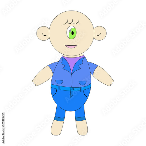 The Cyclops little cute. vector illustration. cartoon