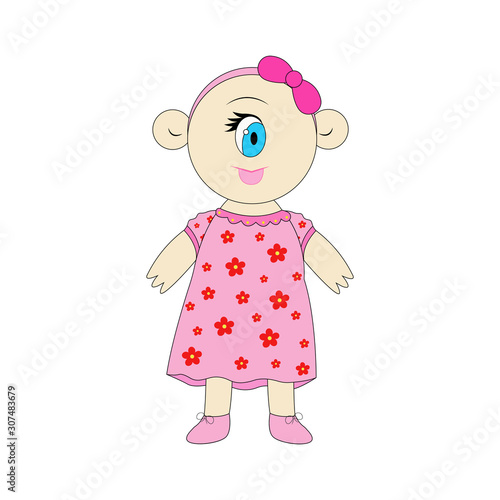The Cyclops little cute. vector illustration. cartoon