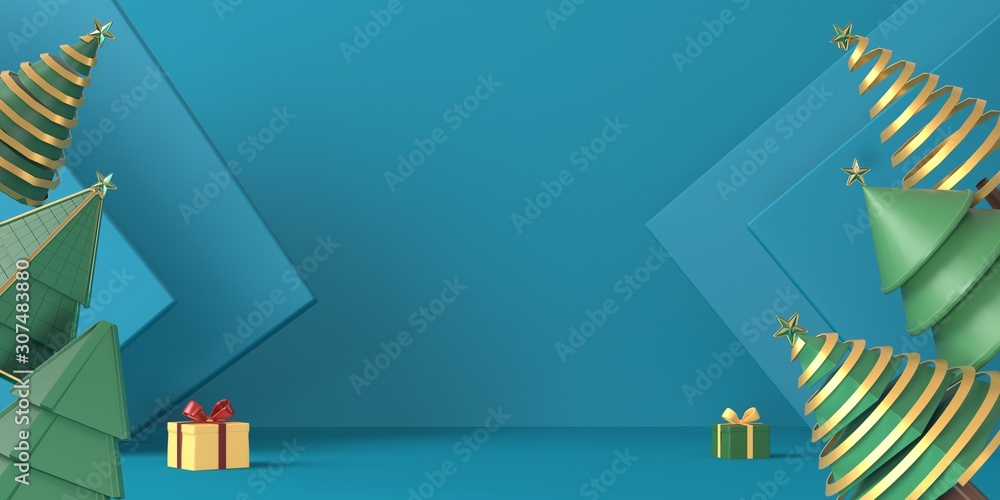 3d rendering Christmas in blue background