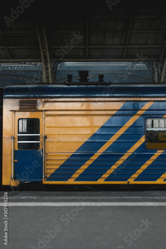 A train waiting in the Russian railway station photo