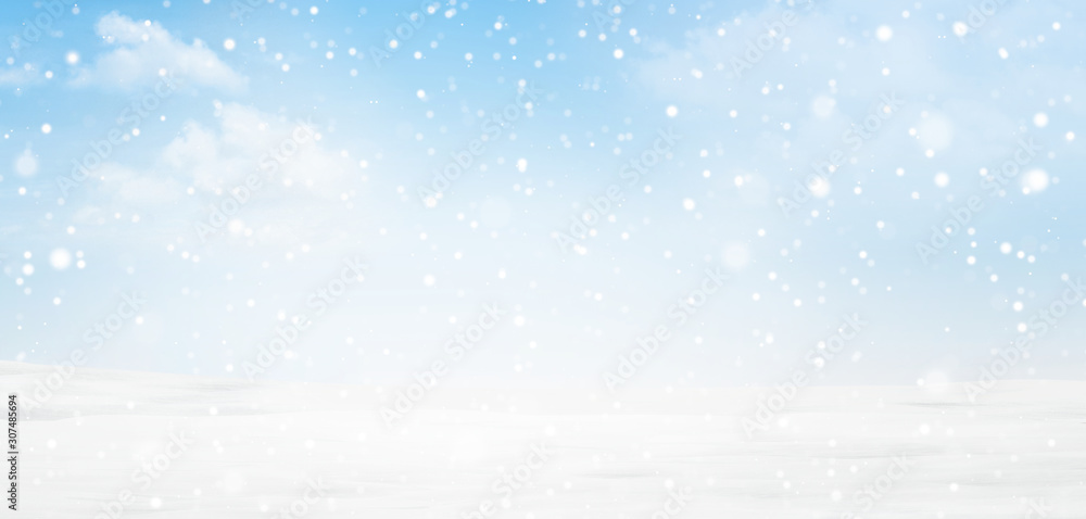 winter snow and snowflakes background 3d-illustration