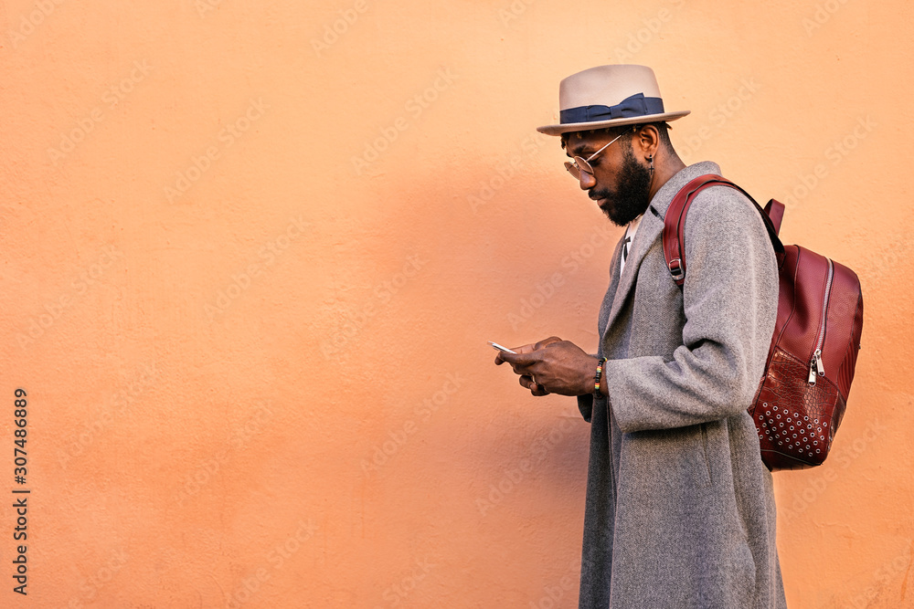 African man using mobile phone African man using mobile phone