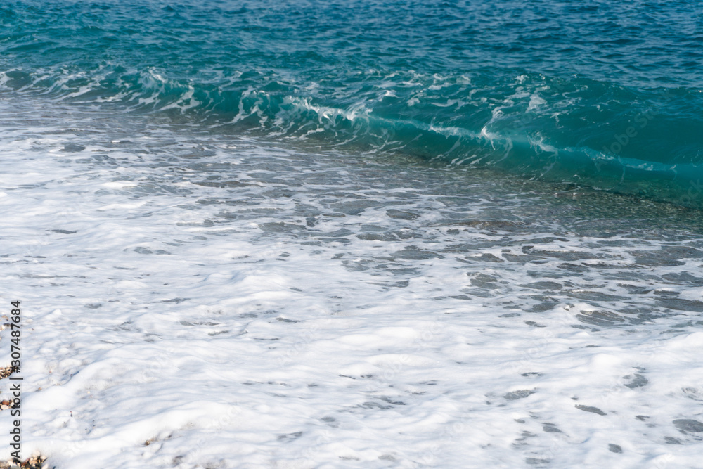 Fototapeta premium bubbling sea waves in Konyaaltı beach