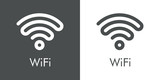 Símbolo WiFi con ondas unidas en fondo gris y fondo blanco