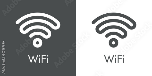 Símbolo WiFi con ondas unidas en fondo gris y fondo blanco photo