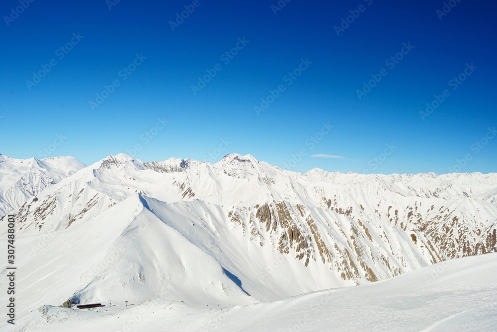 Beautiful winter landscape at a mountain ski resort