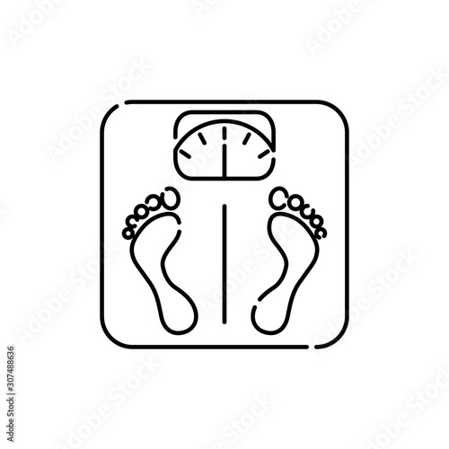 Icono plano lineal balanza de baño en color negro